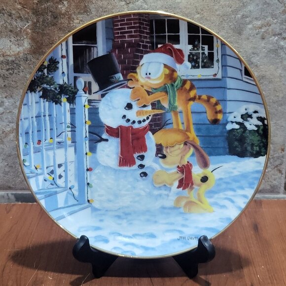 Danbury Mint Decorative Plate Garfields Christmas The Finishing Touch 1978  Jim - Picture 11 of 11